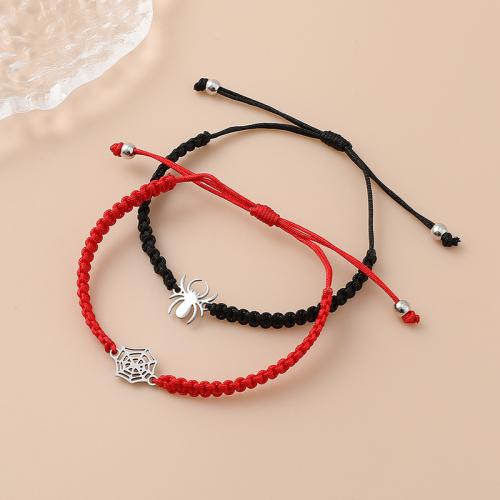 Pareja pulsera y brazalete, acero inoxidable 304, con cordón de algodón, chapado, 2 piezas & unisexo & diferentes patrones para la opción, más colores para la opción, Vendido por Set