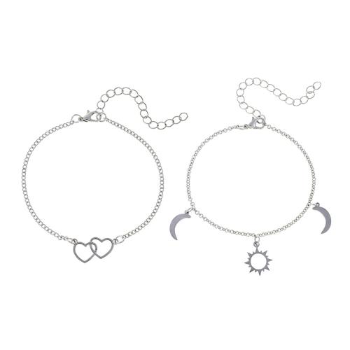 Parures de bijoux en alliage zinc, alliage de zinc, avec Acier inoxydable 304, Placage, 2 pièces & styles différents pour le choix & pour femme, argent, Vendu par fixé