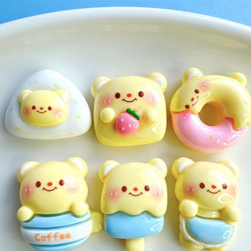 Mobile Phone DIY Decoration Resin Bear & enamel DIY kit length 20-25mm Sold By PC