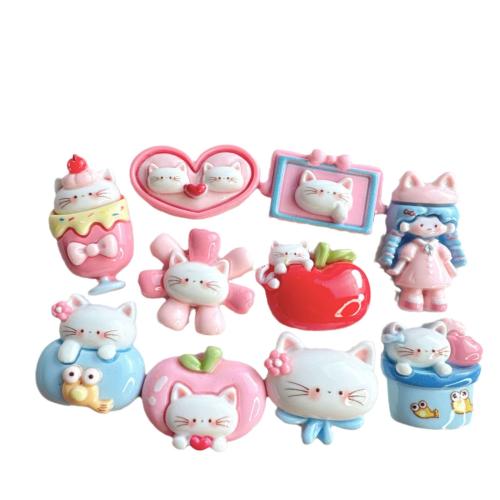 Mobile Phone DIY Decoration Resin Cat & enamel DIY kit length 15-35mm Sold By PC