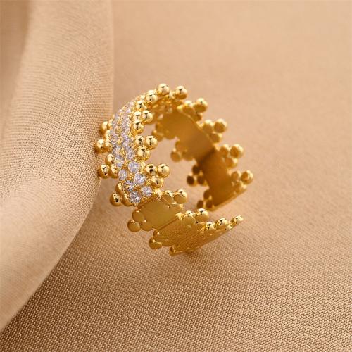 Cubic Zirconia Micro Pave Brass Ring fashion jewelry & micro pave cubic zirconia & for woman golden US Ring Sold By PC