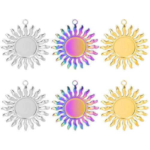 Pendentif en acier inoxydable Cadre, Acier inoxydable 304, soleil, bijoux de mode & DIY, plus de couleurs à choisir, 35x38mm, Vendu par PC