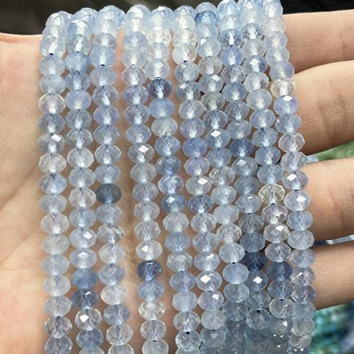 Gemstone Jewelry Beads Aquamarine Abacus fashion jewelry & DIY & faceted sea blue Sold Per Approx 38 cm Strand