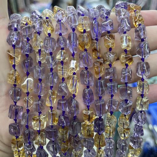 Natuurlijke Amethyst kralen, Amethist, met Citrien, Nuggets, mode sieraden & DIY, gemengde kleuren, 10x11mm, Per verkocht Ca 38 cm Strand