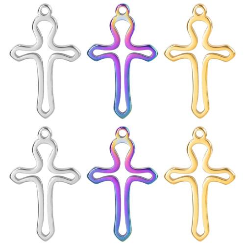 Nerūdijančio plieno Cross Pakabukai, 304 Nerūdijantis plienas, Kirsti, Bižuterijos & Pasidaryk pats & tuščiaviduris, daugiau spalvų pasirinkimas, 11x17mm, Pardavė PC