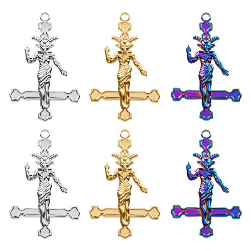 Roestvrij staal Cross Hangers, 304 roestvrij staal, Oversteken, mode sieraden & DIY, meer kleuren voor de keuze, 27x43mm, Verkocht door PC