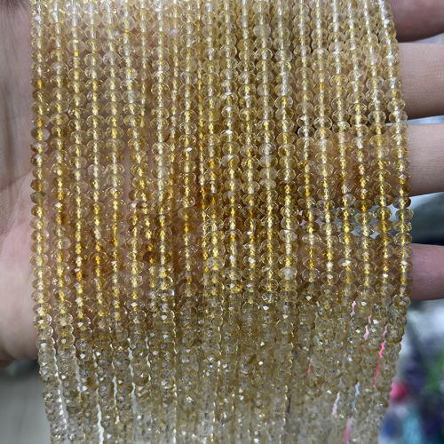 Grânulos de citrino naturais, Cristal amarelo, ábaco, joias de moda & DIY & tamanho diferente para a escolha & facetada, amarelo, vendido para Aprox 38 cm Strand