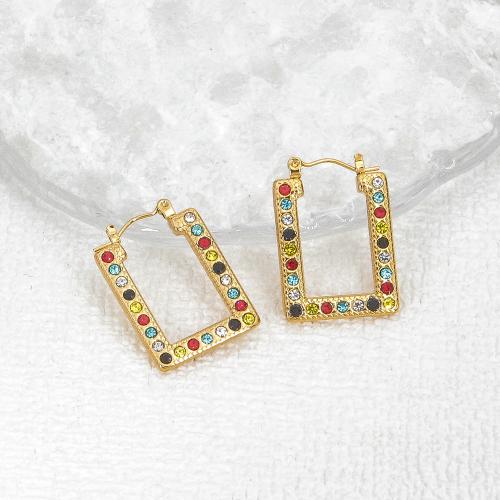 Rostfritt stål spaken bakåt Earring, 304 rostfritt stål, mode smycken & för kvinna & med strass, fler färger för val, 20x29mm, Säljs av Par