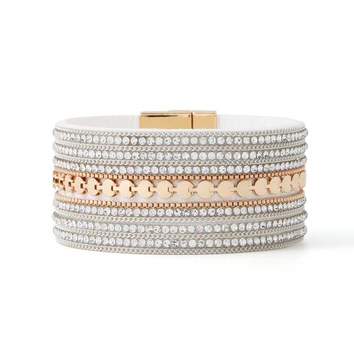 PU cavo bracciali, gioielli di moda & unisex & con strass, nessuno, 50mm, Lunghezza Appross. 23 cm, Venduto da PC