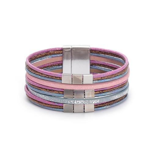 PU leder koord armbanden, mode sieraden & multilayer & uniseks, meer kleuren voor de keuze, 30mm, Lengte Ca 19.5 cm, Verkocht door PC