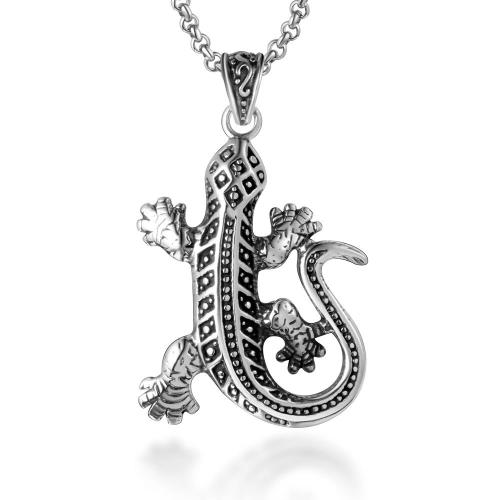 Ruostumaton teräs Animal Riipukset, 304 Stainless Steel, Gecko, kiiltävä, muoti korut & ihmiselle, 38.80x48mm, Myymät PC