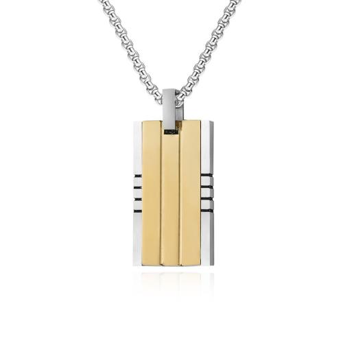 Stainless Steel Jewelry Necklace 304 Stainless Steel Rectangle Vacuum Ion Plating fashion jewelry & for man Sold By PC