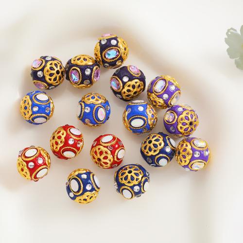 Rhinestone Zinc Alloy Beads with Clay gold color plated DIY & with rhinestone 16mm Sold By Bag