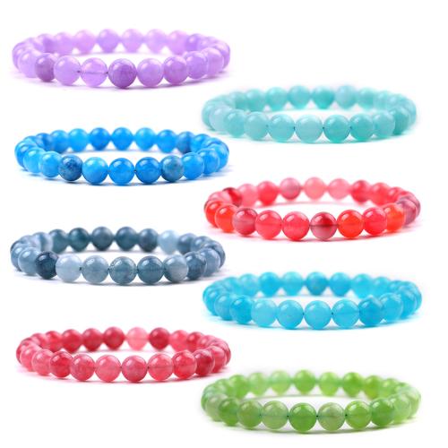 Bracelets de pierres précieuses, marbre teint, bijoux de mode & normes différentes pour le choix, plus de couleurs à choisir, Longueur 18.5 cm, Vendu par PC