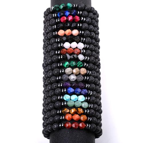 Bracelets de pierres précieuses, lave volcanique, avec pierre gemme & Hématite, bijoux de mode & différents matériaux pour le choix & normes différentes pour le choix, plus de couleurs à choisir, Longueur 18.5 cm, Vendu par PC