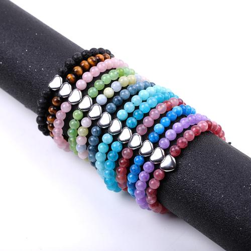 Bracelets de pierres précieuses, marbre teint, avec Acier inoxydable 304, bijoux de mode, plus de couleurs à choisir, Longueur 18.5 cm, Vendu par PC