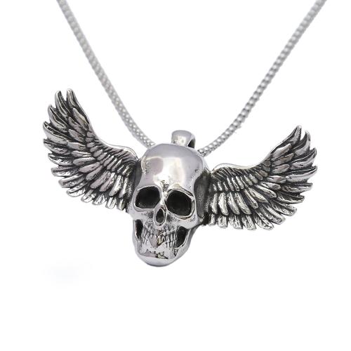 Titanium Steel Pendants Skull polished original color Sold By PC