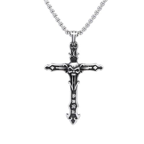 Nerezová ocel Cross Přívěsky, 304 Stainless Steel, s Titanium ocel, Kříž, lesklý, různé styly pro výběr, Původní barva, Prodáno By PC