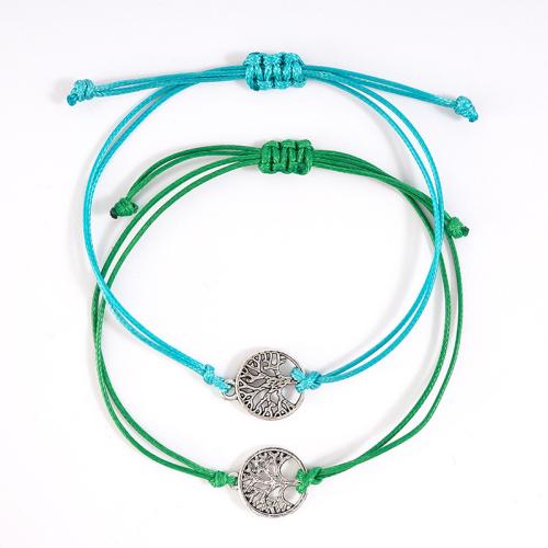 Moda crear pulseras de cordón de cera, aleación de zinc, con Cordón de cera, chapado, unisexo, más colores para la opción, longitud aproximado 16-30 cm, Vendido por Set