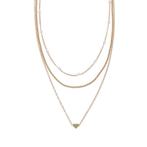 Iarann ​​Necklaces, le Pearl Plaisteacha, plátáilte, do bhean, órga, Fad Thart 40-45 cm, Díolta De réir PC