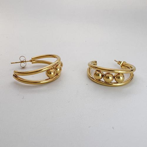 Edelstahl Ohrringe, 304 Edelstahl, 18K vergoldet, Modeschmuck & für Frau, goldfarben, 25mm, verkauft von Paar