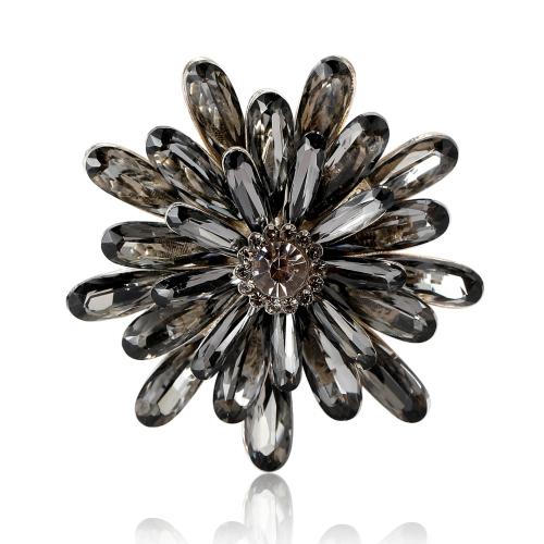 Zinc Alloy Brocher, Flower, sølvfarvet forgyldt, mode smykker & for kvinde & med rhinestone, flere farver til valg, nikkel, bly & cadmium fri, 52x52mm, Solgt af PC