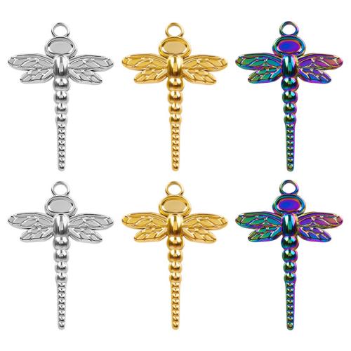 Rustfrit stål vedhæng indstilling, 304 rustfrit stål, Dragonfly, mode smykker & du kan DIY, flere farver til valg, 23x33mm, Solgt af PC