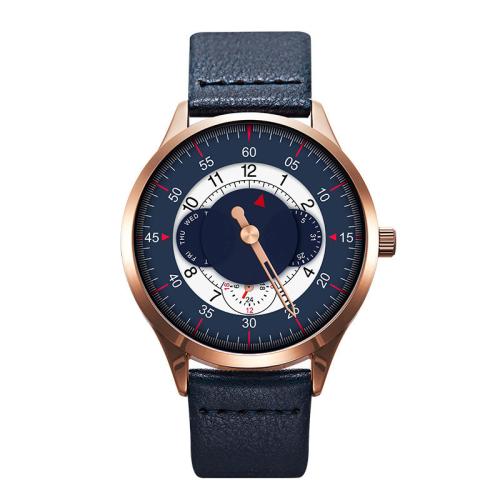 Reloj de Pulsera para Hombre, Vidrio, con Cuero de PU, Resistente al agua de la vida & Joyería & movimiento japonés, más colores para la opción, longitud aproximado 23 cm, Vendido por UD