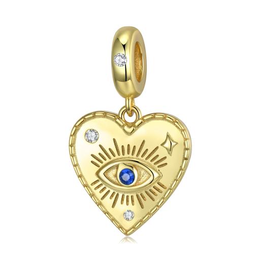 Cubic Zirconia Micro Pave 925 Sterling Silver Pendant Heart DIY & micro pave cubic zirconia Sold By PC