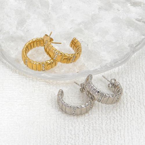 Edelstahl Ohrringe, 304 Edelstahl, Modeschmuck & für Frau & mit Strass, keine, 24mm, verkauft von Paar