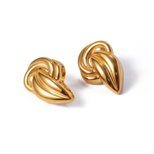 Stainless Steel Stud Earrings 304 Stainless Steel 18K gold plated fashion jewelry & for woman golden Sold By Pair