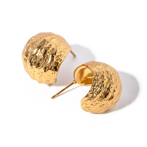 Stainless Steel Stud Earrings 304 Stainless Steel 18K gold plated fashion jewelry & for woman golden Sold By Pair