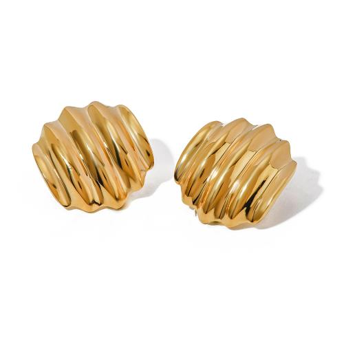 Stainless Steel Stud Earrings 304 Stainless Steel 18K gold plated fashion jewelry & for woman golden Sold By Pair