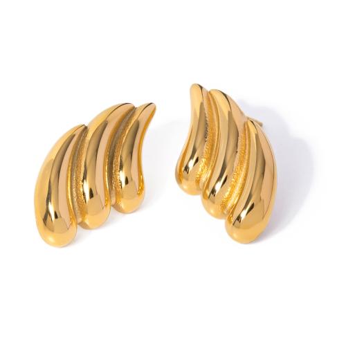 Pendientes de Acero Inoxidable, acero inoxidable 304, 18K chapado en oro, Joyería & para mujer, dorado, 16.50x27.50mm, Vendido por Par