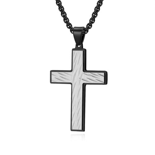 Stainless Steel Jewelry Necklace 304 Stainless Steel Cross Vacuum Ion Plating fashion jewelry & for man Sold By PC