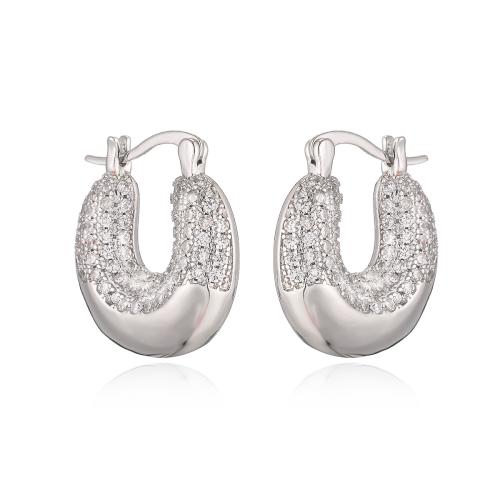 Ciúbach Zirconia Micrimhilseogra réiteodh Earring Prás, plátáilte, jewelry faisin & micrea réiteach zirconia ciúbach, airgid, nicil, luaidhe & caidmiam saor in aisce, 20x24mm, Díolta De réir Péire