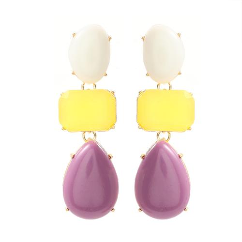 Lo zinco in lega Stud Earring, lega in zinco, with resina, gioielli di moda & per la donna, colori misti, 78x23mm, Venduto da coppia