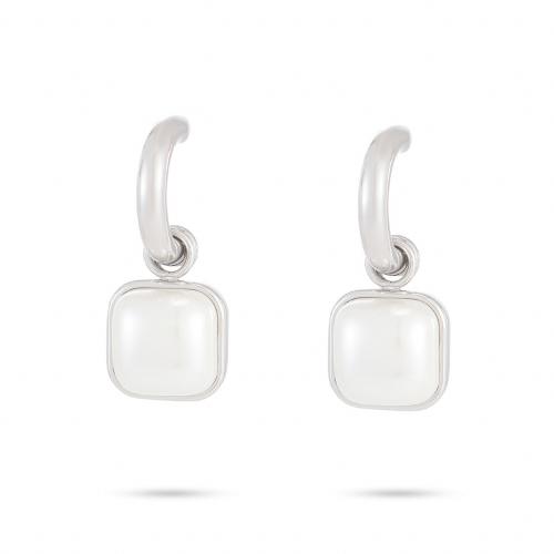 Stainless Steel Stud Earrings 304 Stainless Steel with Plastic Pearl plated for woman Sold By Pair