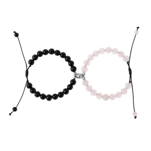 Casal pulseira e bracelete, vidro, with Magnético & Fio de cera, polido, 2 peças & unissex & Vario tipos a sua escolha, Mais cores pare escolha, vendido por Defina