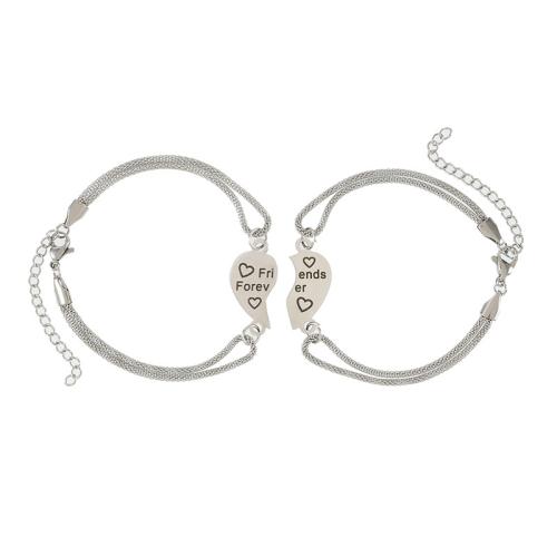 Casal pulseira e bracelete, Aço inoxidável 304, with 5cm extender chain, banhado, 2 peças & Varios pares a sua escolha & para mulher, cor original, comprimento 18 cm, vendido por Defina