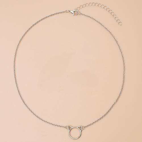 Lo zinco in lega gioielli collana, lega in zinco, with 5cm extender chain, placcato, per la donna, argento, Lunghezza 45 cm, Venduto da PC