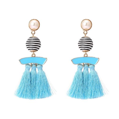 Fashion Fringe Oorbellen, Zinc Alloy, met Katoen draad & Wax & Plastic Pearl, plated, voor vrouw, meer kleuren voor de keuze, Verkocht door pair