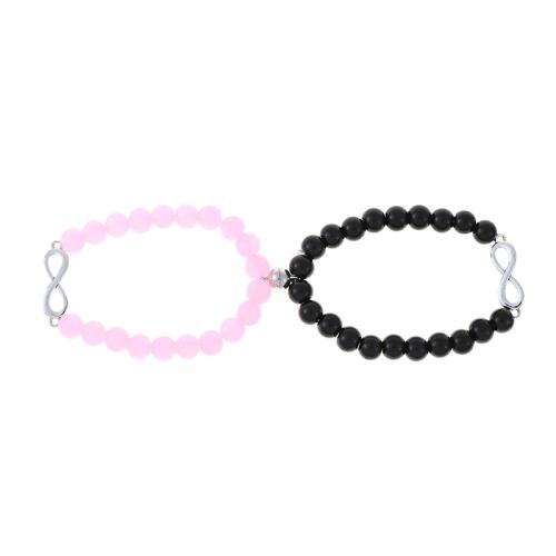 Quelques Bracelet à et Bangle, alliage de zinc, avec Obsidienne & cristal, Placage, 2 pièces & unisexe & styles différents pour le choix, plus de couleurs à choisir, Longueur Environ 18-32 cm, Vendu par fixé