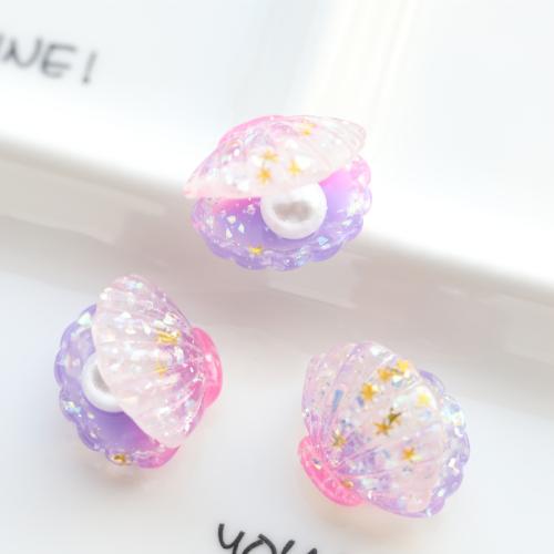 Mobiel DIY set, Hars, met Plastic Pearl, Schelp, luminated, meer kleuren voor de keuze, 22.50x18.50mm, Verkocht door PC