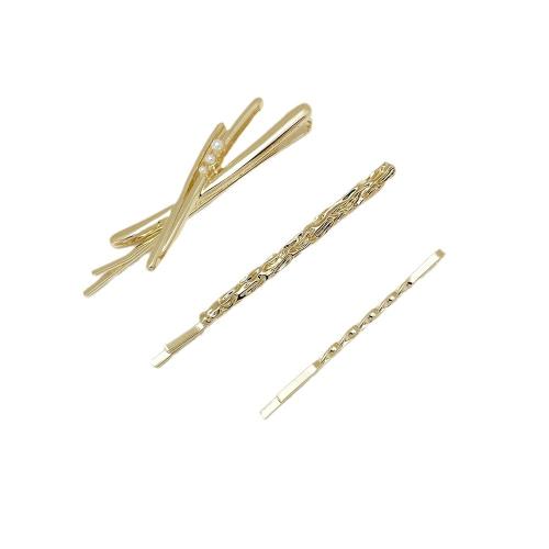 Hair Slide Zinc Alloy with Plastic Pearl three pieces & for woman Sold By Set