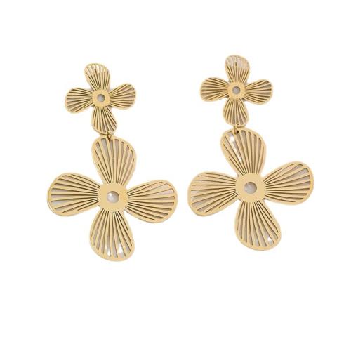 Pendientes de Acero Inoxidable, acero inoxidable 304, 18K chapado en oro, Joyería & para mujer, dorado, 71x45mm, Vendido por Par