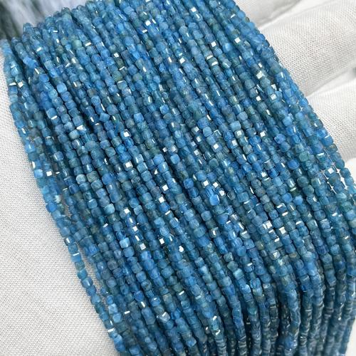 Edelstein Schmuckperlen, Apatite, Quadrat, Modeschmuck & DIY & facettierte, blau, 2.50mm, verkauft per ca. 38 cm Strang