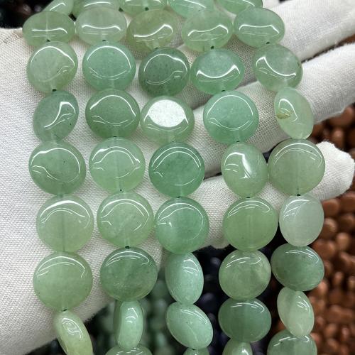 Aventurine χάντρες, Πράσινη Aventurine, Flat Γύρος, κοσμήματα μόδας & DIY, πράσινος, 15mm, Sold Per Περίπου 38 cm Strand