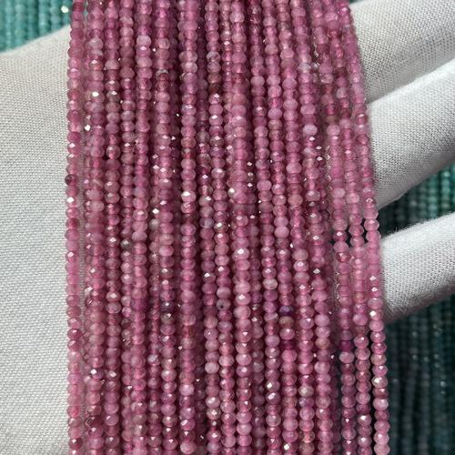 Edelstein Schmuckperlen, Turmalin, Abakus,Rechenbrett, Modeschmuck & DIY & facettierte, Rosa, 2x3mm, verkauft per ca. 38 cm Strang