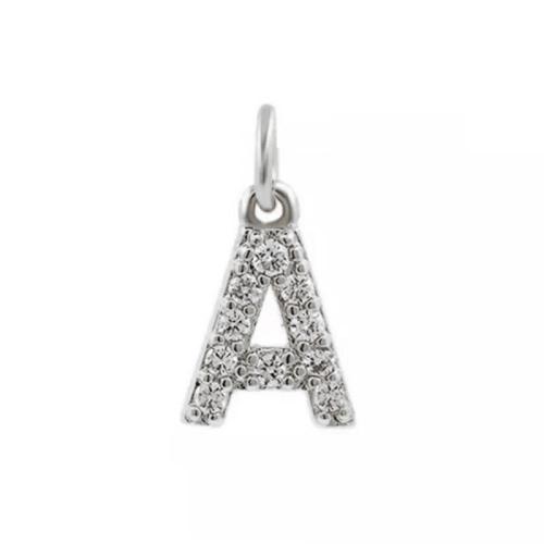 Cubic Zirconia Micro Pave Brass Pendant Alphabet Letter DIY & micro pave cubic zirconia Sold By PC